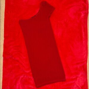 Bebe One Shoulder Body Con Dress in Crimson